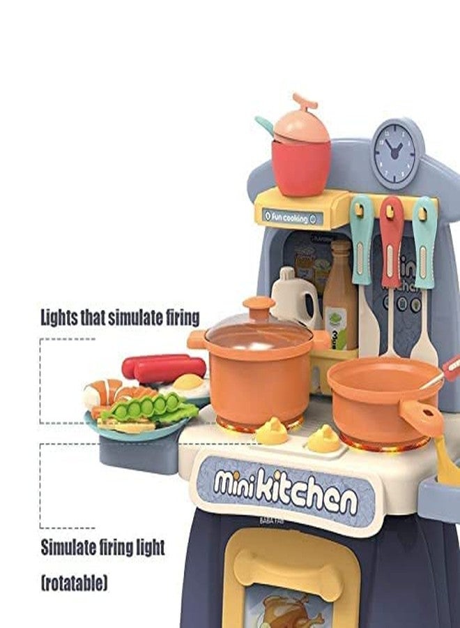Hemtik Kitchen Set for Kids Girl with 26 Pcs Accessories Realistic Light & Sound Steam Simulation Kitchen Cooking Playset Kitchen Toy Set for Kids Girls (Mini Kitchen Suitcase) - Image 3